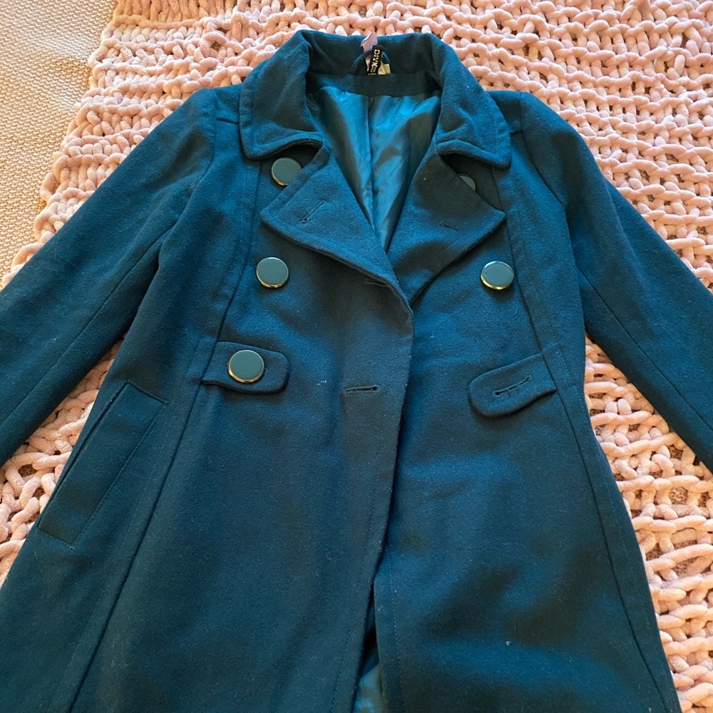 RARE dark teal H&M wool blend coat!